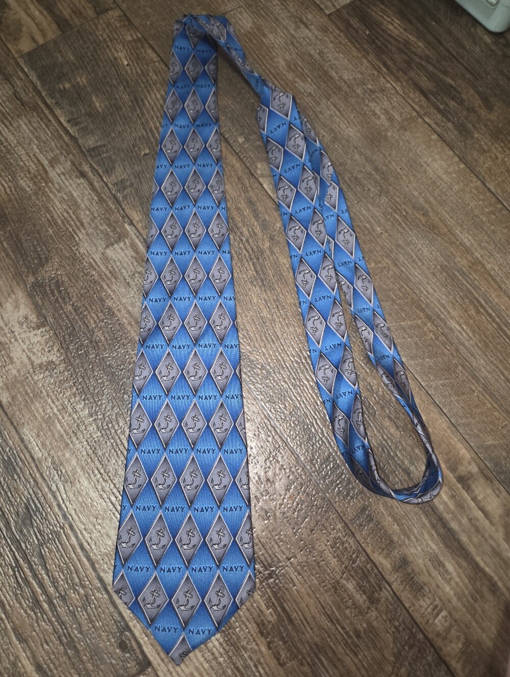 Larson Men's Tie US Navy Blue and Grey 4 X 58